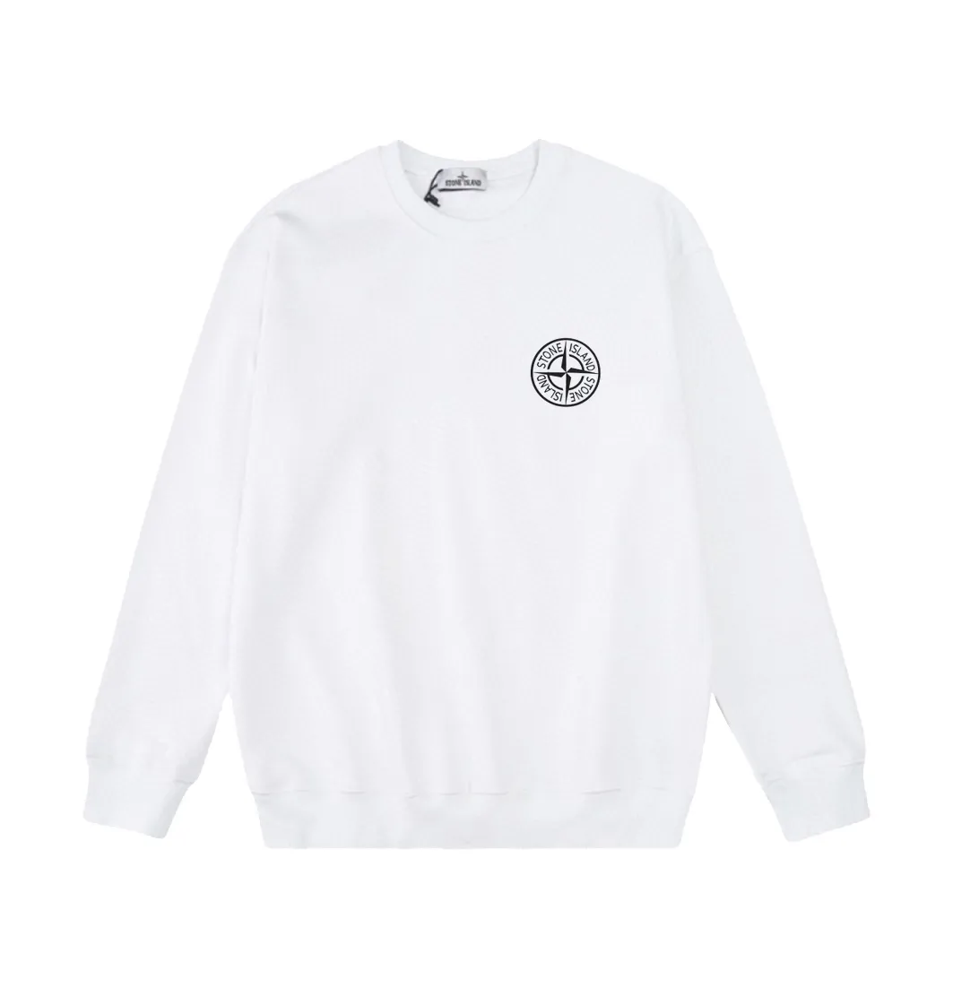 W802#P160💰 Stone Island mechanical compass logo printed round neck long-sleeved sweatshirt! Versatile base round neck sweatshirt for couples! Simple armband design, customized 1*1 thread (fine texture), 380g double-strand large terry fabric, very good quality, foreign trade craftsmanship, respect the original version! The threads at the cuffs and hem are all original bartacks! The time-consuming and material consumption distinguishes the ordinary version on the market! Tops worn by celebrities from all walks of life on INS, can be matched with couple styles!  Color: Black White Size: M-XXL